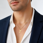 14k Medium Script Letter T Initial Charm - Model Shot