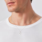 14k White Gold Medium Script Letter G Initial Charm - Model Shot