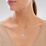 14k White Gold Medium Script Letter P Initial Charm - Model Shot