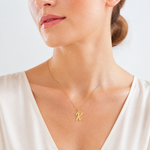 14k Large Script Letter K Initial Charm - Model Shot