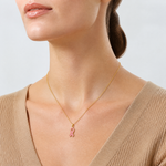 14k Pink Enameled Awareness Ribbon Pendant - Model Shot