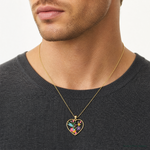 14k Enameled Hummingbird w/Flowers Heart Pendant - Model Shot