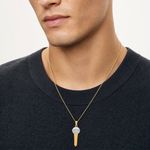 14k and Rhodium Microphone Pendant - Model Shot