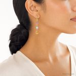 14K Multi-Gemstone Dangle Post Earrings - Model Shot