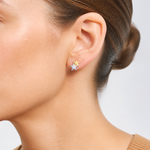 14k with Rhodium Polished Star Post Earrings - Model Shot