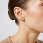 14k Polished Turquoise Star Post Earrings - Model Shot