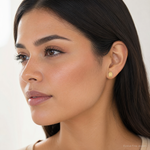 14k Polished Our Lady of Guadalupe Post Earrings - Model Shot