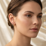 14K Tri Color 3-pair Hoop Earrings Set - Model Shot