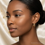 14k Polished and Satin Diamond-cut Hoop Earrings - Model Shot