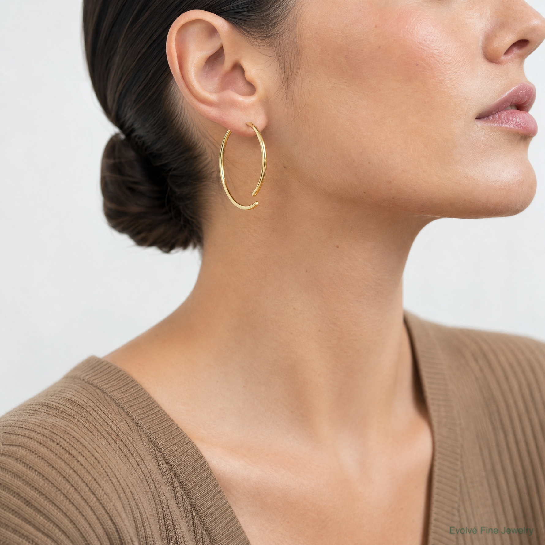 14k Polished Threader Earrings - Model Shot