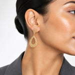 14k D/C Dangle Post Earrings - Model Shot
