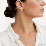 14K Polished Fancy CZ Post Earrings - Model Shot