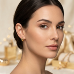 14k Polished 5mm Hinged Huggie Hoop Earrings - Model Shot