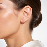 14k Polished 1.45x11mm Hinged Huggie Hoop Earrings - Model Shot