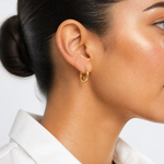 14k Polished 1.45x13mm Hinged Huggie Hoop Earrings - Model Shot
