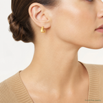 14K Polished Square J-Hoop Post Earrings - Model Shot