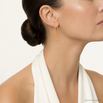 14k Polished V Design with Dangle Chain Post Earrings - Model Shot