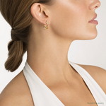 14k Polished CZ Double Butterfly Post Cuff Earrings - Model Shot