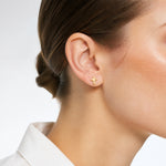 14k Polished Cross Post Earrings - Model Shot