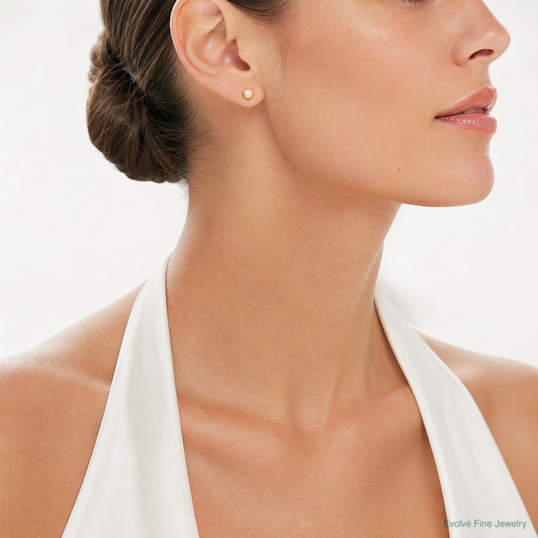 14k Polished CZ Earrings - Model Shot
