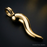 14k 3D Italian Horn Charm - Close-up View