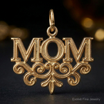 14k MOM Charm - Close-up View