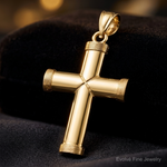 14k Polished Latin Cross Pendant - Close-up View