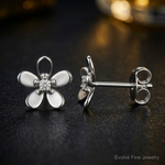 14k White Gold Diamond Earrings - Close-up View