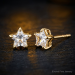 14k Madi K CZ 4mm Star Post Earrings - Close-up View