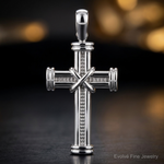 14k White Gold Latin Cross Pendant - Close-up View