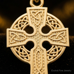 14k Polished Celtic Cross Pendant - Close-up View