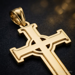 14K Polished Cross Pendant - Close-up View