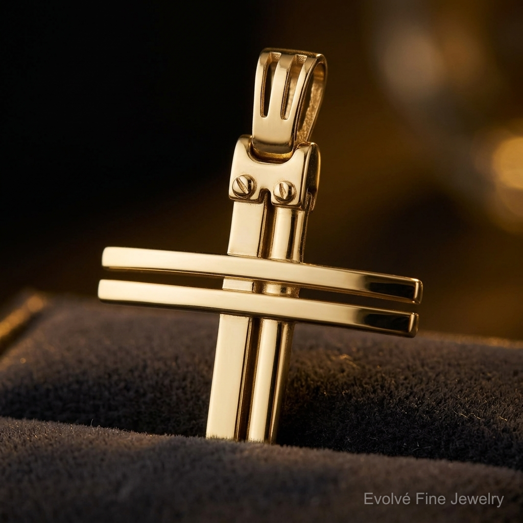 Leslie's 14K Polished Cross Pendant - Close-up View