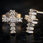 Sterling Silver Rhodium Diamond Cross Post Earrings - Close-up View