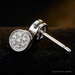 White Night Sterling Silver Rhodium-plated Diamond Circle Post Earrings - Close-up View