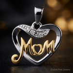 Sterling Silver Vermeil Diamond Mom Pendant - Close-up View