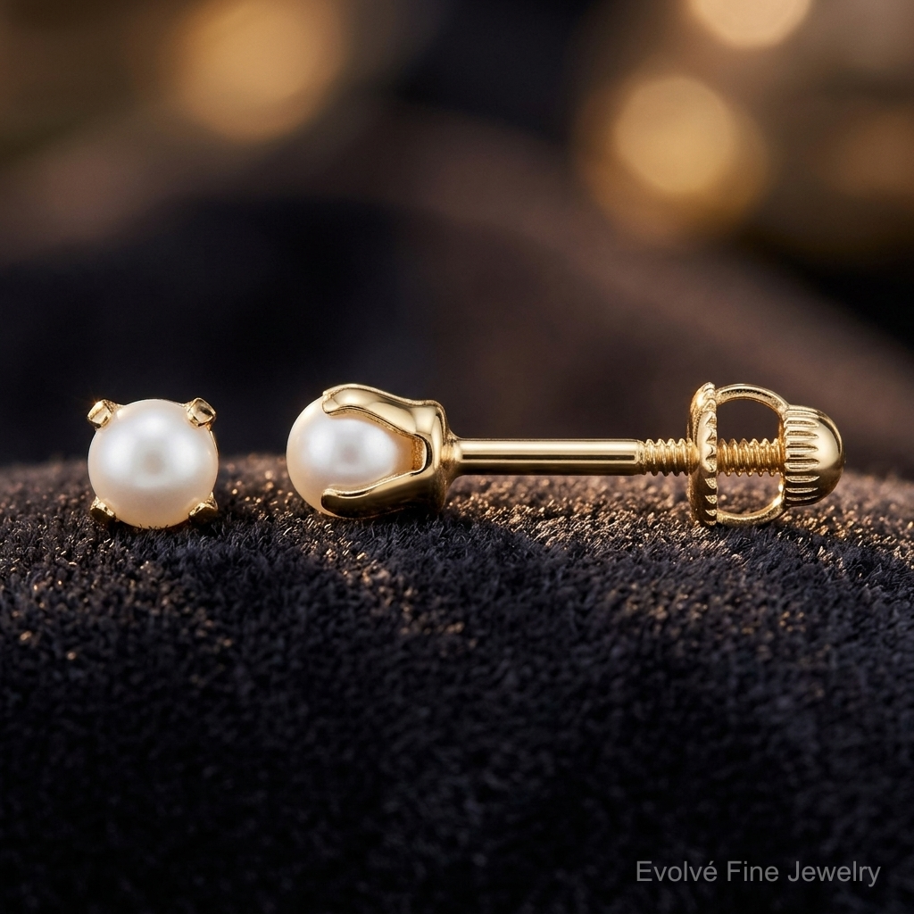 14k Madi K Baby FW Cultured Pearl Earrings - Close-up View