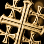 14k Polished Jerusalem Cross Pendant - Close-up View