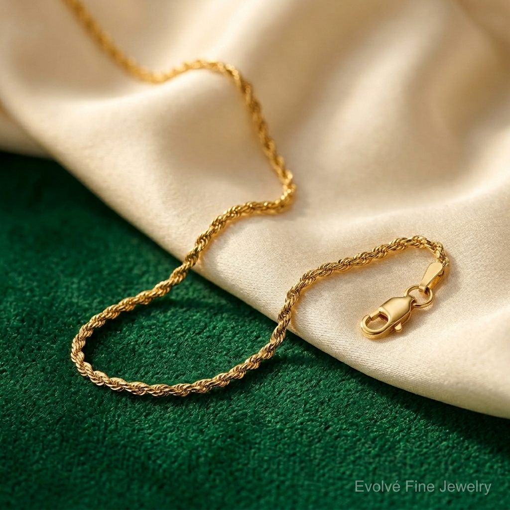 14k 1.50mm D/C Rope with Lobster Clasp Chain - Lifestyle View
