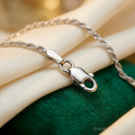 14k White Gold 1.5mm Diamond-cut Rope Anklet - Lifestyle View