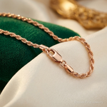 14k Rose Gold 2mm D/C Rope with Lobster Clasp Chain - Lifestyle View