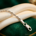 14k White Gold 2mm D/C Rope with Lobster Clasp Chain - Lifestyle View