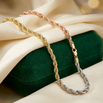 14k Tri-Color 3mm D/C Rope Chain - Lifestyle View