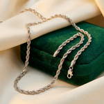 14k White Gold 3mm D/C Rope with Lobster Clasp Chain - Lifestyle View
