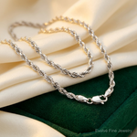 14k White Gold 3.25mm D/C Rope with Lobster Clasp Chain - Lifestyle View