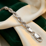 14k White Gold 4mm D/C Rope with Lobster Clasp Chain - Lifestyle View