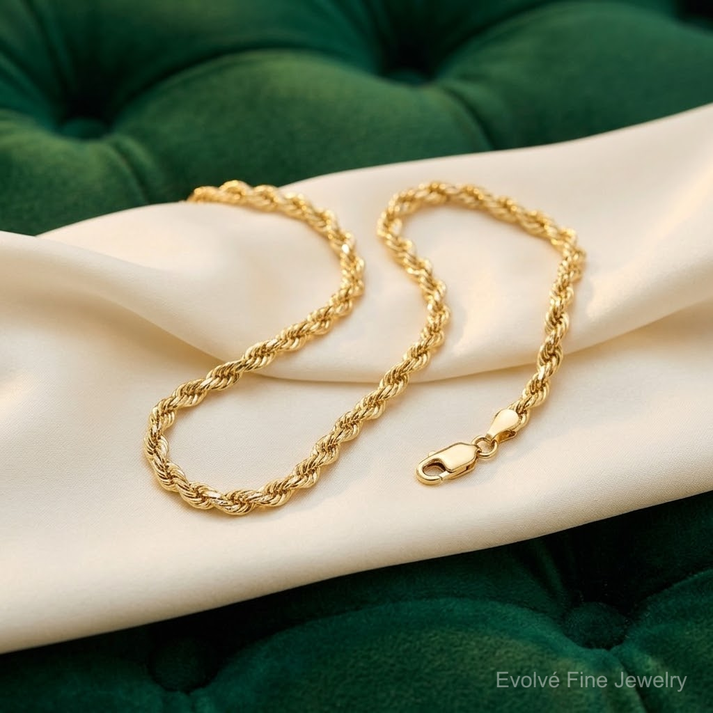 14K 4.25mm D/C Rope with Lobster Clasp Chain - Lifestyle View