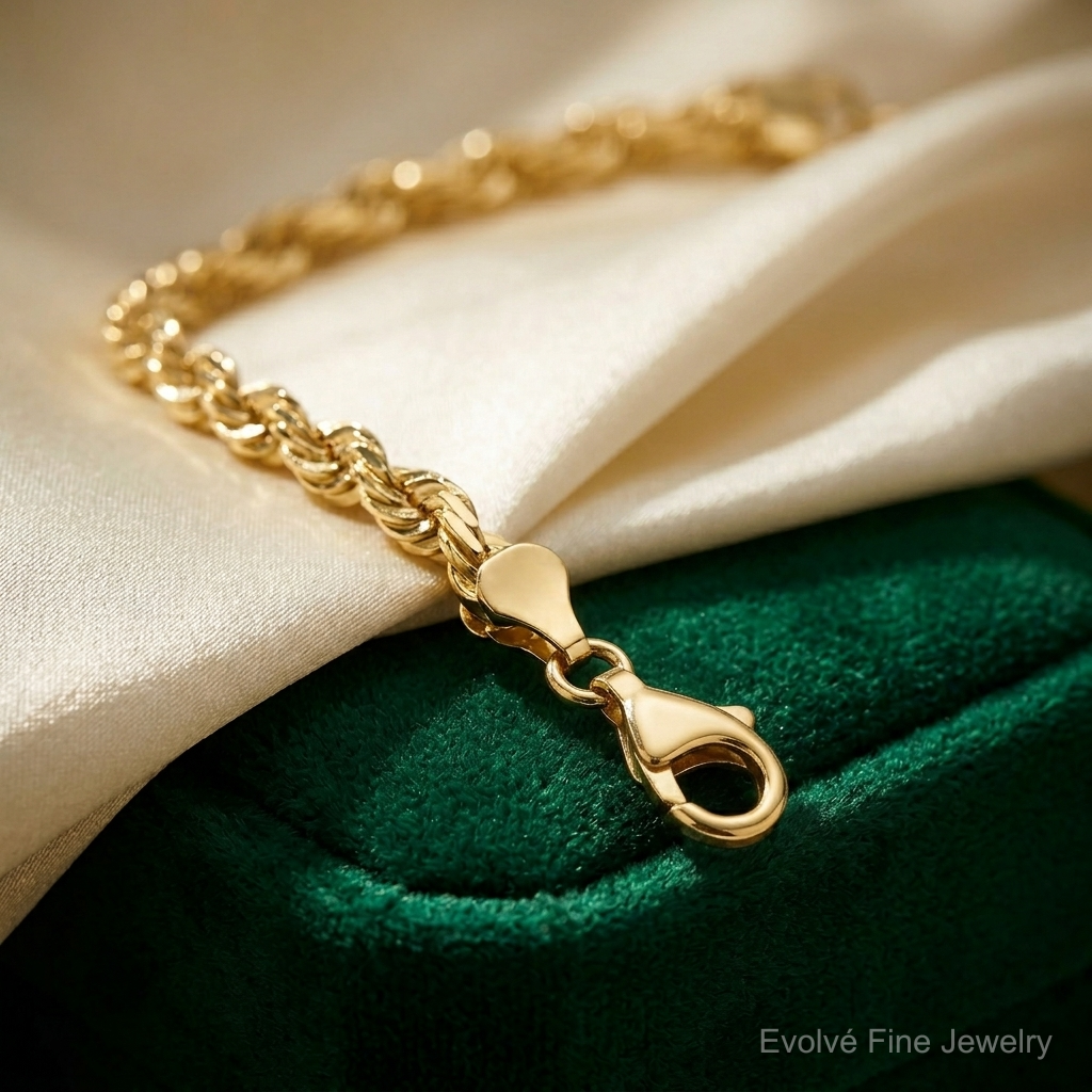14k 5.5mm D/C Rope with Fancy Lobster Clasp Chain - Lifestyle View