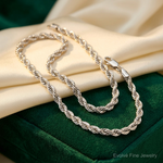 14k White Gold 5.5mm D/C Rope with Lobster Clasp Chain - Lifestyle View