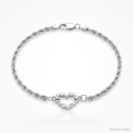 10k White Gold Diamond-cut Hollow Rope with Heart 9in Anklet - Lifestyle View